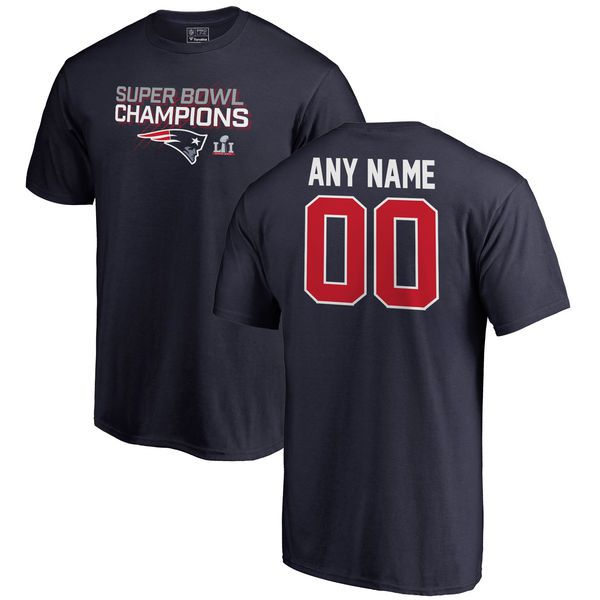 Men New England Patriots NFL Pro Line by Fanatics Branded Navy Super Bowl LI Champions Custom T-Shirt->->Sports Accessory